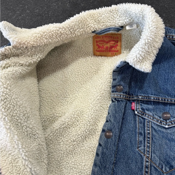Levi Mens Sherpa Lined Jean Jacket Large - Picture 4 of 6